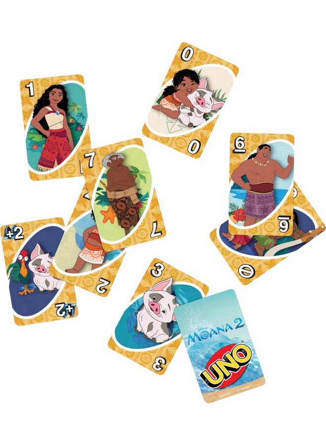 Mattel Games Uno Disney Moana 2 Card Game For Kids, Adults & Family With Deck & Special Rule Inspired By The Movie  - Image 3
