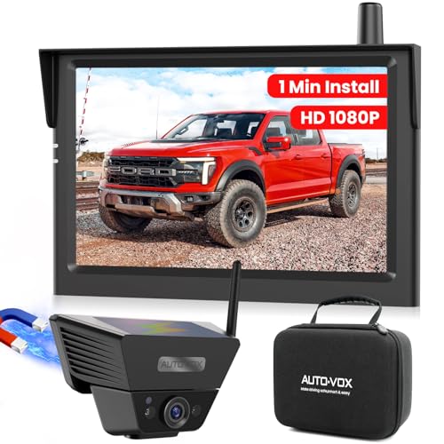 AUTO-VOX Wireless Backup Camera Solar Magnetic: 1-Min DIY Install, 5" 1080P Hd Dual Channel Monitor, Protective Carry Case, Stable Signal, IP69 Waterproof Back Up Systems Camera for Truck,Car,Trailer - Image 1