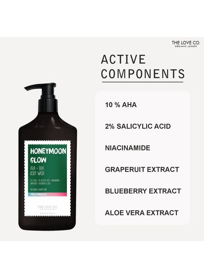 ذا لوف كو. 10% Aha و2% غسول الجسم بحمض الساليسيليك توهج شهر العسل للتقشير العميق الغني بالنياسيناميد والجريب فروت الذي يستهدف حب الشباب والبقع الداكنة والبشرة الخشنة خالي من الكبريتات للجنسين 250 مل - Image 2
