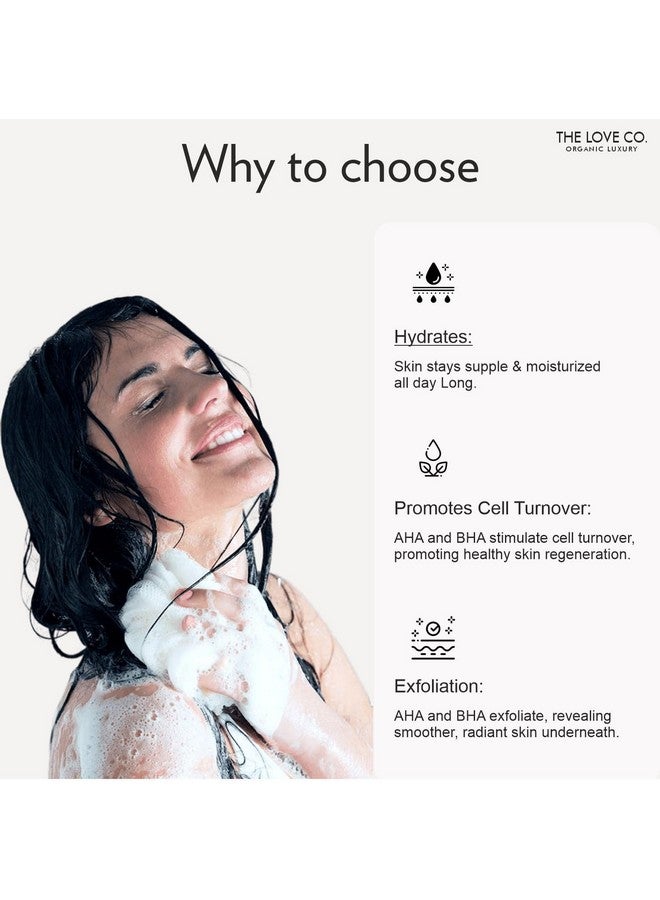 ذا لوف كو. 10% Aha و2% غسول الجسم بحمض الساليسيليك توهج شهر العسل للتقشير العميق الغني بالنياسيناميد والجريب فروت الذي يستهدف حب الشباب والبقع الداكنة والبشرة الخشنة خالي من الكبريتات للجنسين 250 مل - Image 3