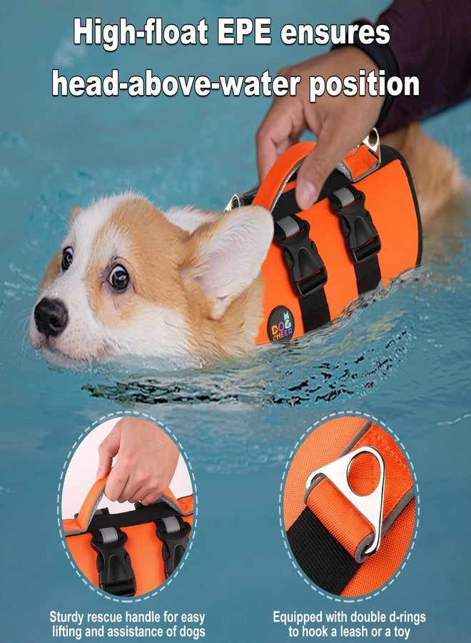 Dogcheer Dog Harness Life Jacket, High Buoyancy Neoprene Dog Life Vest for Swimming Boating, Adjustable Puppy Swim Vest Reflective Pet Float Vest for Small Medium Large Dogs - Orange, S - Image 3