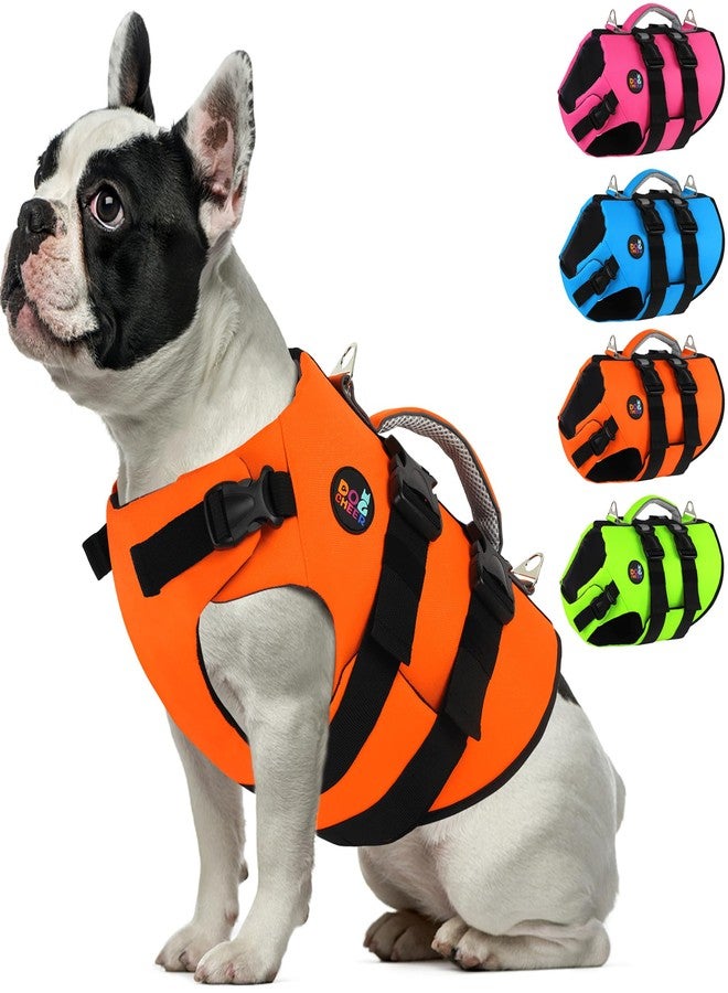 Dogcheer Dog Harness Life Jacket, High Buoyancy Neoprene Dog Life Vest for Swimming Boating, Adjustable Puppy Swim Vest Reflective Pet Float Vest for Small Medium Large Dogs - Orange, S - Image 1