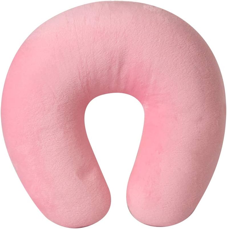 Cloudz Kids Dual Comfort Microbead Airplane Travel Neck Pillow. Super Soft Cozy Plush on One Side, Cool Relaxing Spandex on The Other! Keep Your Kids Comfy and Supported at Home or On The Go! - Pink - Image 3