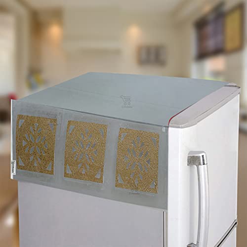 E-Retailer® PVC Waterproof Fridge Top Cover/Refrigerator Cover With 6 Utility Pockets (Color-Transparent, Size-39x22 Inches) - Image 1