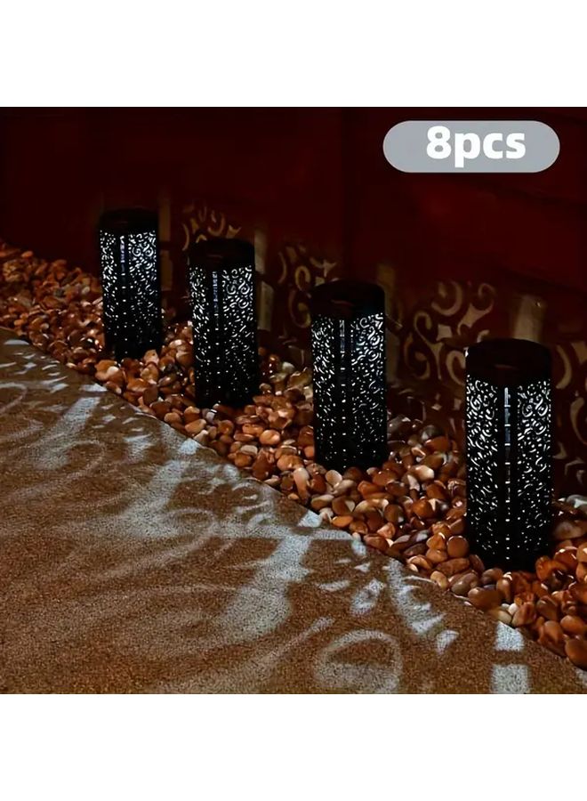 مصابيح حديقة شمسية 8 قطع، إضاءة LED خارجية قابلة للشحن باللون الأبيض، ديكور عشب - Image 1