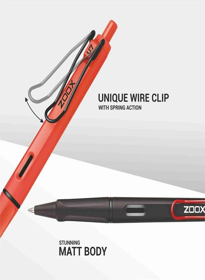 FLAIR Zoox U7 Roller Gel Pen | Unique Wire Clip with Spring Action | Stunning Matt Body Minimalistic Design | 5 Unique Body Shades & Aesthetic Look | Blue Ink, Pack of 2 (Body Color May Vary) - Image 3