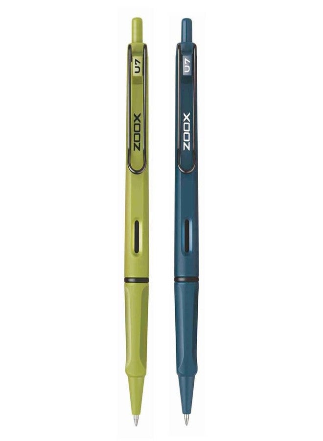 FLAIR Zoox U7 Roller Gel Pen | Unique Wire Clip with Spring Action | Stunning Matt Body Minimalistic Design | 5 Unique Body Shades & Aesthetic Look | Blue Ink, Pack of 2 (Body Color May Vary) - Image 1