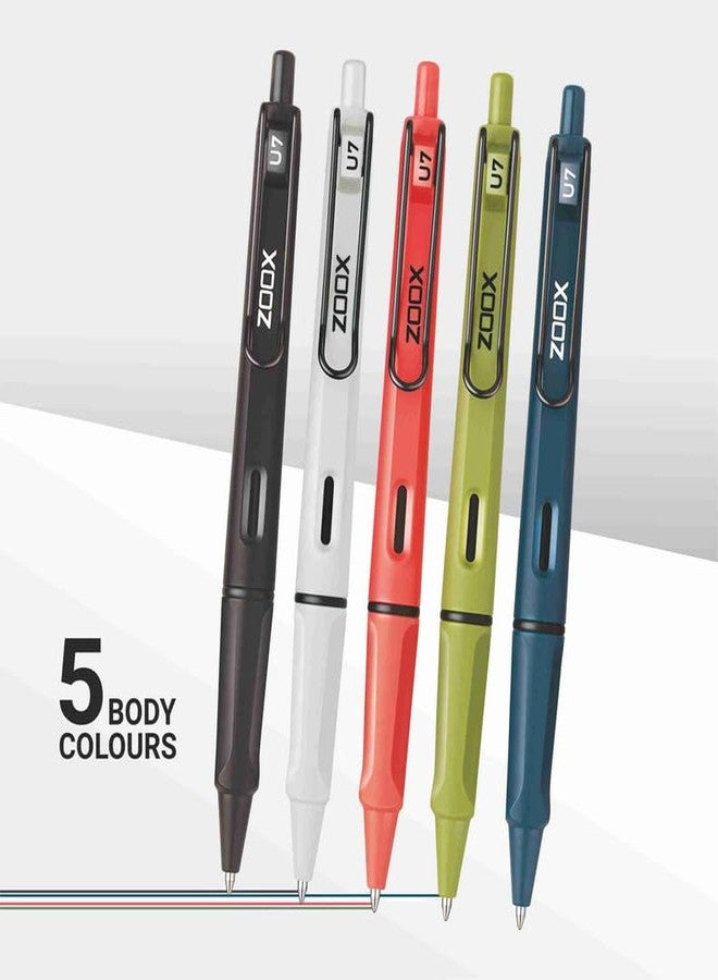 FLAIR Zoox U7 Roller Gel Pen | Unique Wire Clip with Spring Action | Stunning Matt Body Minimalistic Design | 5 Unique Body Shades & Aesthetic Look | Blue Ink, Pack of 2 (Body Color May Vary) - Image 2