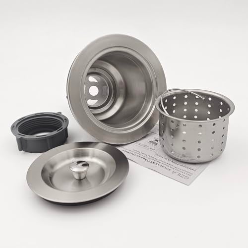GZILA 3-1/2-Inch Kitchen Sink Drain Strainer Assembly Kit, GZILA Deep Waste Basket Strainer with Sealing Lid Sink Stopper, 304 Stainless Steel Brushed Nickel - Image 2