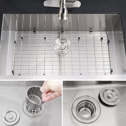 GZILA 3-1/2-Inch Kitchen Sink Drain Strainer Assembly Kit, GZILA Deep Waste Basket Strainer with Sealing Lid Sink Stopper, 304 Stainless Steel Brushed Nickel - Image 4