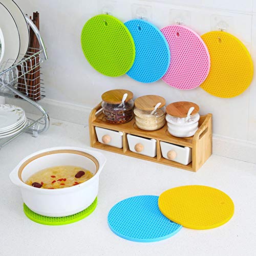 VIHAX Flexible Round Shape Silicone Hot Disc Pad, Spoon Rest, Pot Mat, Dining Table Coaster - Image 2