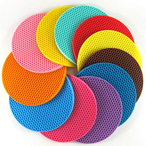 VIHAX Flexible Round Shape Silicone Hot Disc Pad, Spoon Rest, Pot Mat, Dining Table Coaster - Image 5