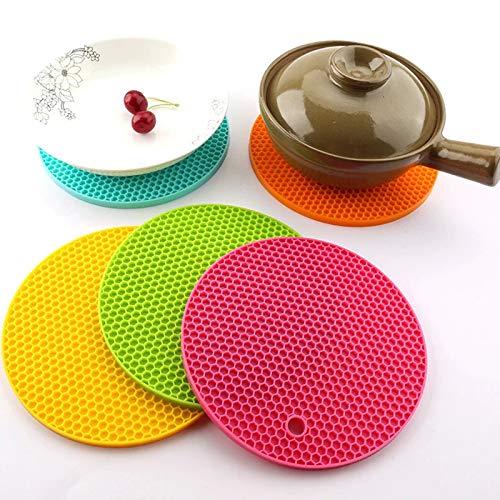 VIHAX Flexible Round Shape Silicone Hot Disc Pad, Spoon Rest, Pot Mat, Dining Table Coaster - Image 1