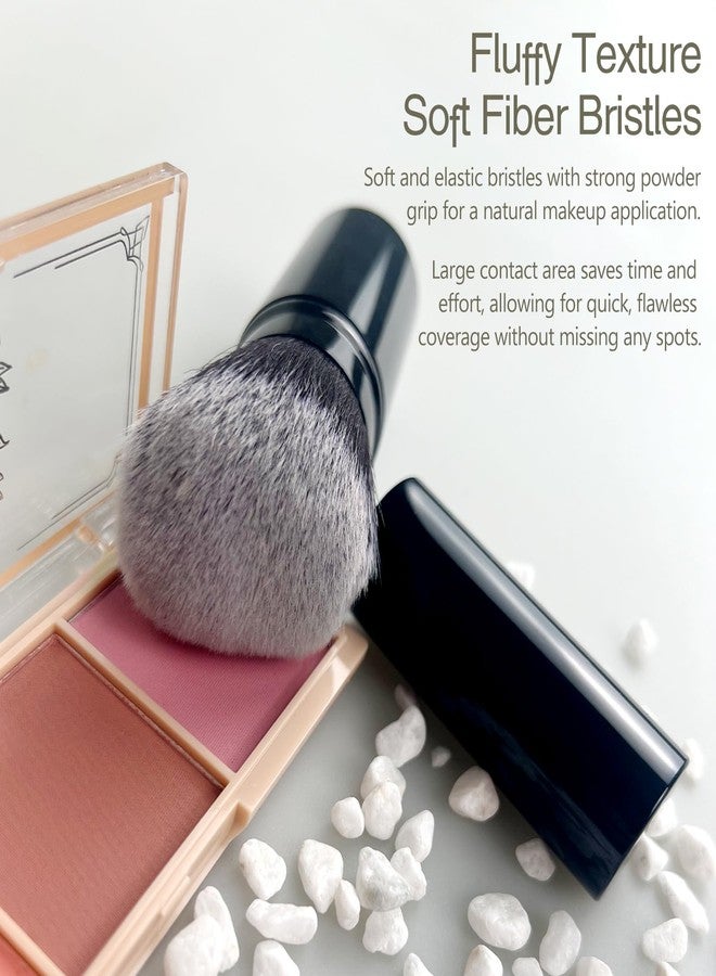 Jaasuee Retractable Kabuki Makeup Brush, Angled Travel Powder Blush Brush with Cover for Multifunctional Cosmetic Applications, Black - Image 4