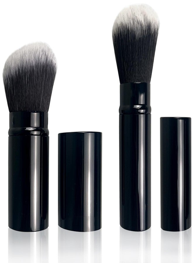 Jaasuee Retractable Kabuki Makeup Brush, Angled Travel Powder Blush Brush with Cover for Multifunctional Cosmetic Applications, Black - Image 1