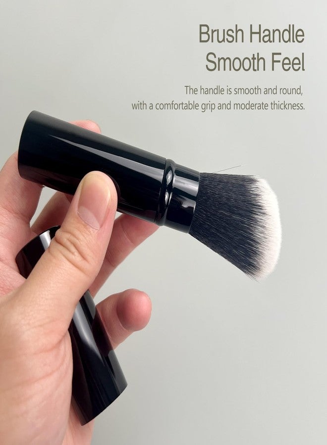 Jaasuee Retractable Kabuki Makeup Brush, Angled Travel Powder Blush Brush with Cover for Multifunctional Cosmetic Applications, Black - Image 5