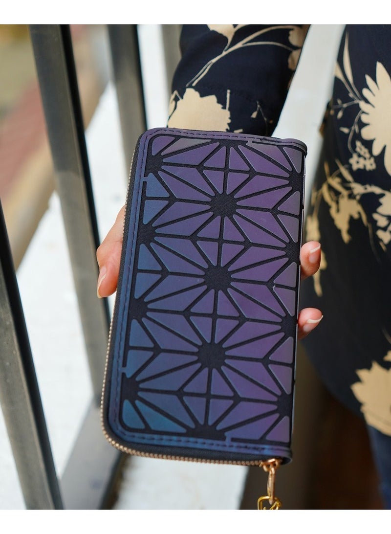 محفظة حريمي 3D عاكسة للضوء – تصميم أنيق بسوستة واحدة – عصرية وعملية - Image 4