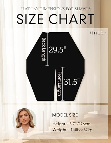 PULI Women's Elegant Shawl Wraps Soft Open Front Poncho Sweater for Spring Fall Winter Black - Image 5