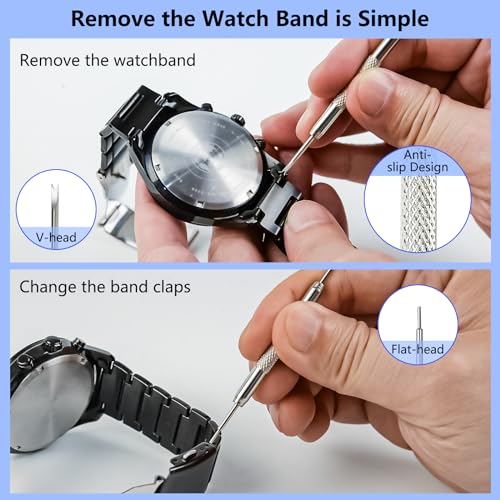Zistel Watch Repair Kit + Watch Press, Watches Band Link Pin Set with Carrying Case, Watch Battery Replacement Tool Kit, Watch Tools with Spring Bar Tool - Image 4