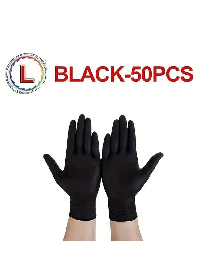 50pcs Large Black Disposable Nitrile Gloves for Kitchen Cleaning Pet Grooming Hair Dyeing - Image 1