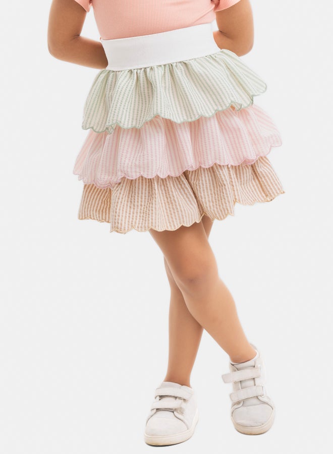 Girls Striped Skirt with Decorations