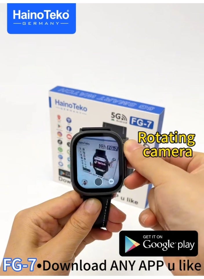 Haino Teko Haino Teko FG-7 5G Android Smartwatch with Rotating Camera SIM Card Slot and Social Media Access Black - Image 4