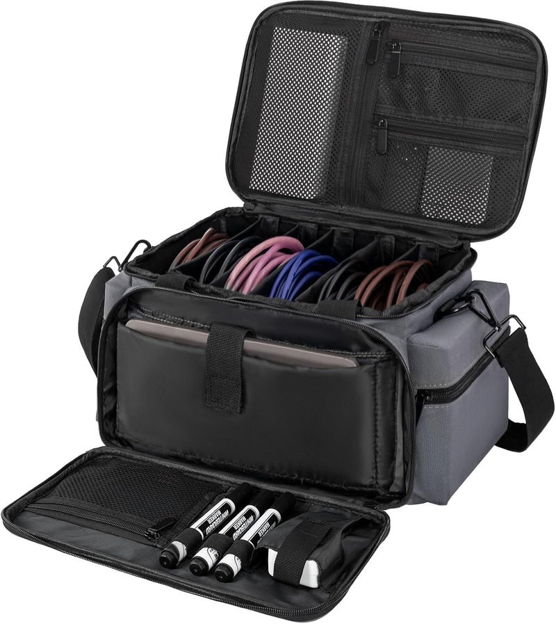 AKOZLIN Cable File Bag DJ Gig Bag Cord Organizer Case with Detachable Dividers for LaptopDJ Gear Sound Instrument and Music Equipment Accessories 16x11x10 Grey - Image 2
