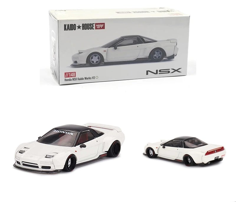 MINI GT Collectibles Diecast Model Car Compatible with Honda NSX Kaido Works V2 White Limited Edition 164 Diecast Model Car Kaido House KHMG148 - Image 2
