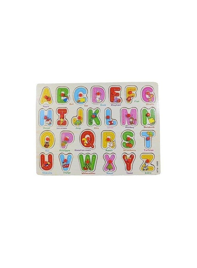 Classic Wooden Learning Puzzle, Holiday 26 Pc Abc Capital Alphabet Letter Educational Board Game Toy | Educational Activity Toys, Matching & Sorting Board Puzzle For Kids