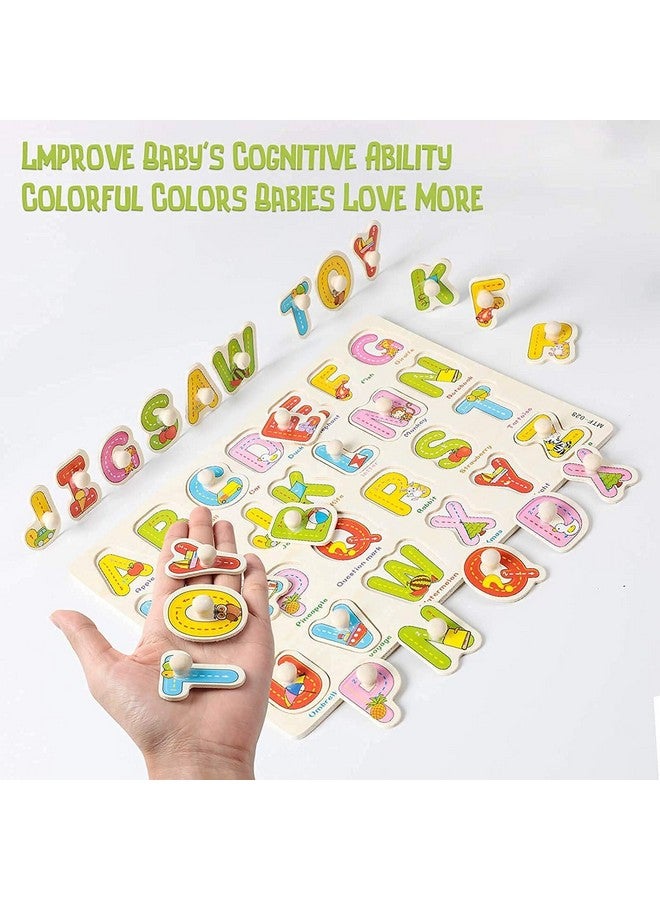 Classic Wooden Learning Puzzle, Holiday 26 Pc Abc Capital Alphabet Letter Educational Board Game Toy | Educational Activity Toys, Matching & Sorting Board Puzzle For Kids
