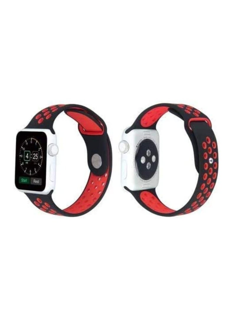 VITION - Sport Band Compatible with Apple Watch Band, Breathable Soft Silicone Replacement Wristband for iWatch Series 7/6/5/4/3/2/1/SE Nike+/Sports Edition 41mm/40mm/38mm black/red - Image 1