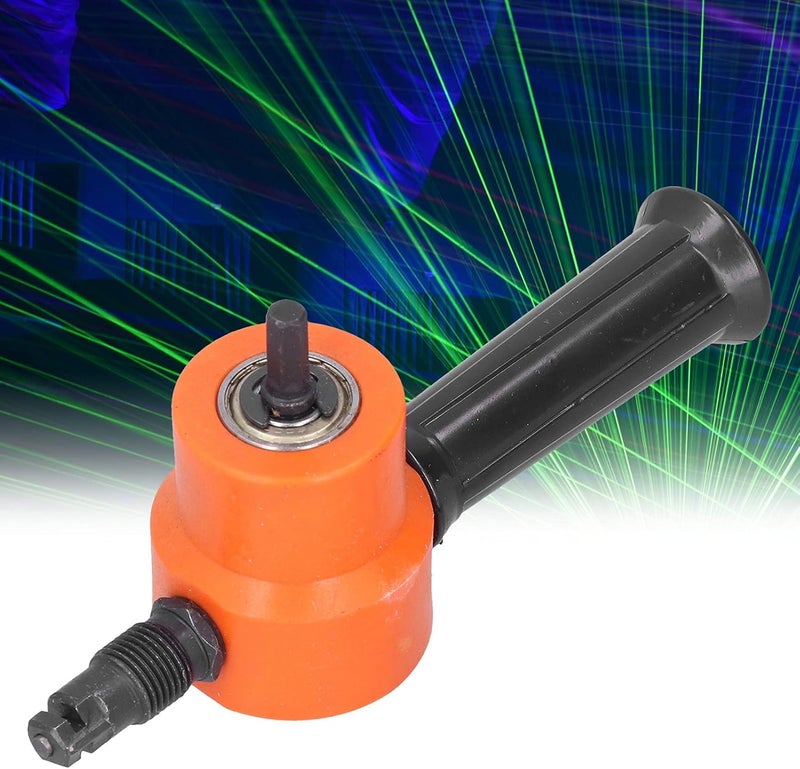 Double Head Nibbler 360 Degree Adjustable Metal Cutter Drill Attachment for Stainless Steel Iron Copper Aluminum Plastic Fiberboard DIY Home Construction Projects Orange Re - Image 2