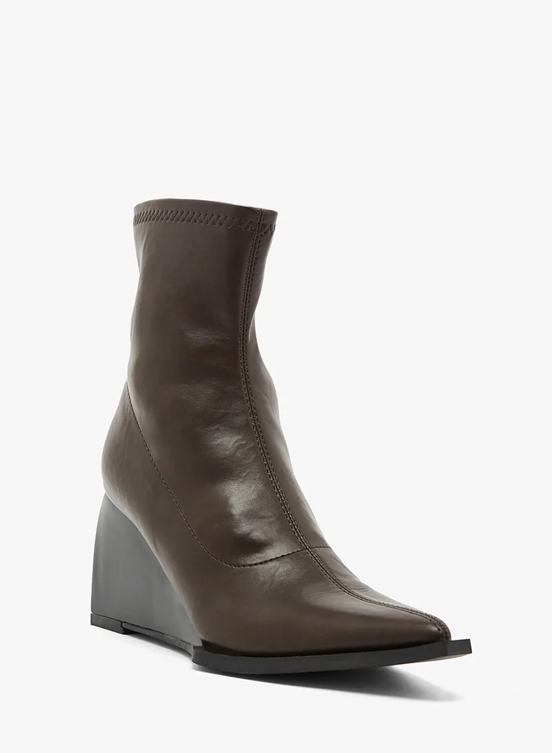 ELLA Pointed Toe Ankle Wedge Boots