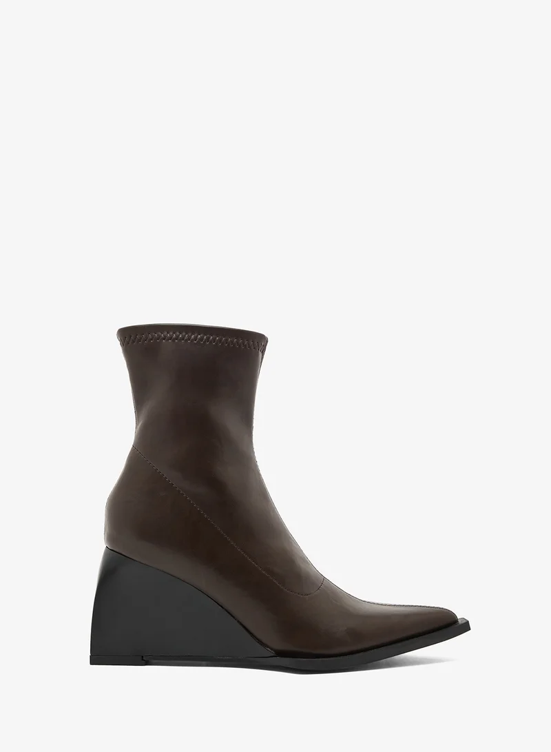 ELLA Pointed Toe Ankle Wedge Boots