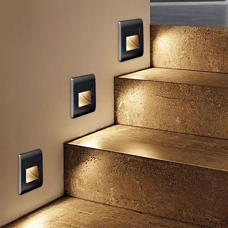 Tnfeeon 3 Pcs Stair Lights, Soft Lighting Embedded Stair Step Lights, Step Lights with Flame Retardant PC, Lights Decor for Bedside Corridor Staircase Wall Garden Stair Deck Front Step(War - Image 3