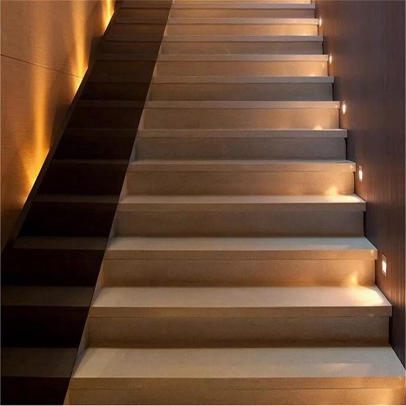 Tnfeeon 3 Pcs Stair Lights, Soft Lighting Embedded Stair Step Lights, Step Lights with Flame Retardant PC, Lights Decor for Bedside Corridor Staircase Wall Garden Stair Deck Front Step(War - Image 4