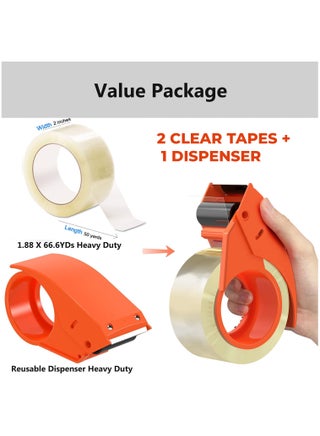 Duravel Clear Tape 6 pcs with Dispenser - Heavy Duty 2 inch x 50 YDs- clear tape roll - clear tape 2 inch, Packaging Tape, Packing Tape Dispenser- packing tape clear for Packing Boxes - view 2
