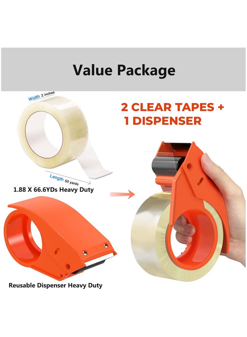Duravel Clear Tape 6 pcs with Dispenser - Heavy Duty 2 inch x 50 YDs- clear tape roll - clear tape 2 inch, Packaging Tape, Packing Tape Dispenser- packing tape clear for Packing Boxes - Image 2