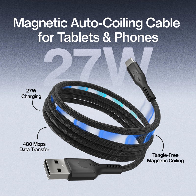 Statik MagStack USB to USB C Cable, A to Type C Charger Fast Charging Phone Charger Cord, On The Go Magnetic Charging Cable for Car, Compatible with iPhone 16 Pro Max, 15, Galaxy S24, 27W 3FT/1M - Image 2