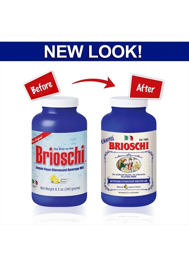 Brioschi - Italian Lemon Flavored Effervescent Heartburn, Upset Stomach, Acid Indigestion, 8.5 oz bottle - Image 1