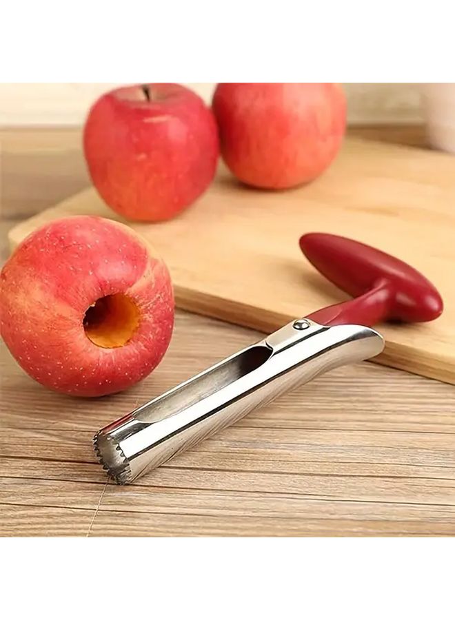 Red Manual Fruit Core Remover With Sharp Serrated Blades For Apples Pears Peppers Pineapples - Image 5