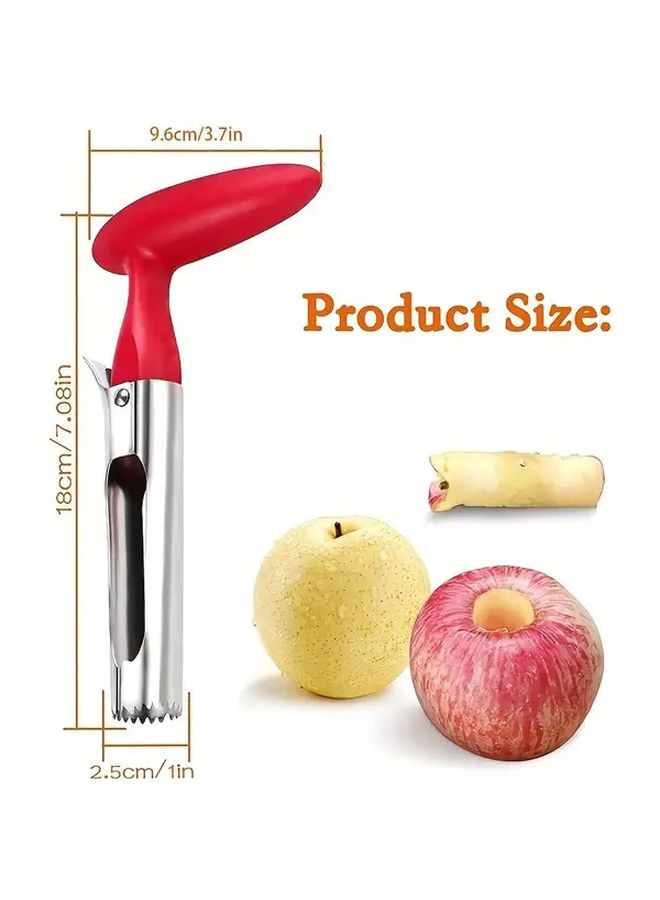Red Manual Fruit Core Remover With Sharp Serrated Blades For Apples Pears Peppers Pineapples - Image 4
