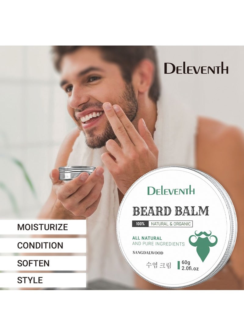 DELEVENTH DEleventh Korean Brand Sandalwood Beard Balm 60g / Vitamin E with Natural Oils and Waxes, Soften, Strengthen and Protect for Healthy, Nourishing Beard, Hydrate, Soften & Protect Your Facial Hair  - Image 3
