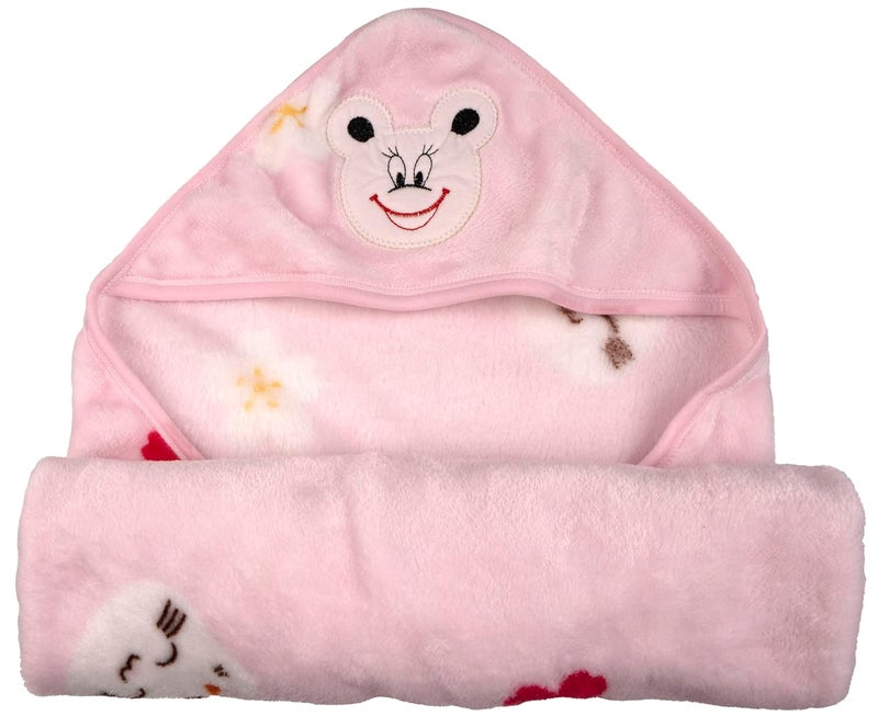 Uber World Uber World Newborn Baby Blanket with Hood/Infant AC Blanket/Baby Wrapper/Flannel Baby Blanket for 0-9 Months (70x70cm) Pack of 1 - Image 3