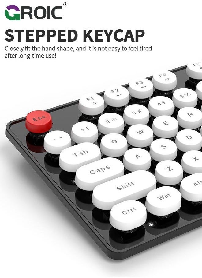 GROIC - Black Wired Keyboard, 104 Keys Full-Sized Typewriter Keyboards, USB Plug and Play Office Keyboard with Number Pad, Caps Indicators, Foldable Stands for Windows, PC, Laptop, Desktop - Image 1