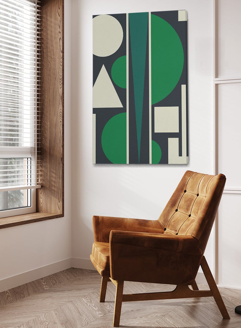 LOWHA Framed Canvas Wall Art Stretched Over Wooden Frame with Shapes Abstract Painting - Image 1