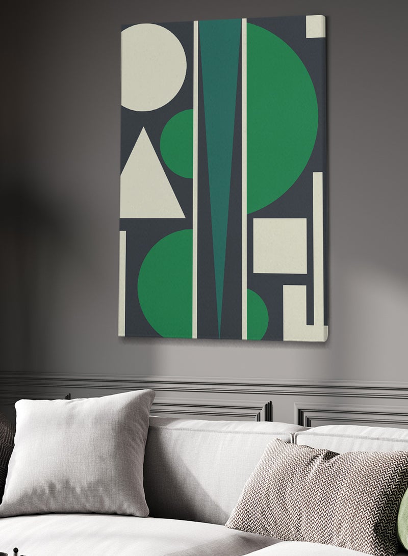 LOWHA Framed Canvas Wall Art Stretched Over Wooden Frame with Shapes Abstract Painting - Image 2