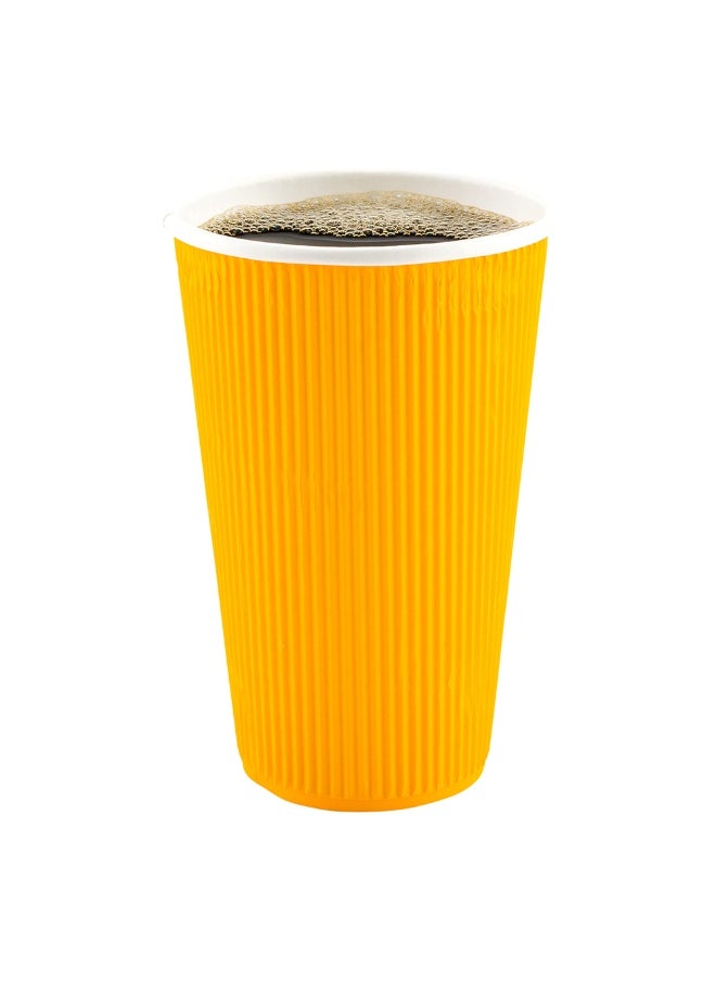 Restaurantware Restaurantware 20 Ounce Ripple Insulated Coffee Cups, 250 Double Wall Corrugated Tumblers, Leakproof, Sustainable Yellow Paper Design, Ribbed Surface, Secure Grip, Matching Lids Sold Separately  - Image 2
