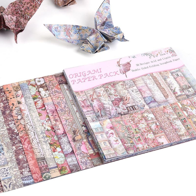 Qianshan Origami Paper Kit 50 Sheets 70GSM 6 Inch Square Double Sided Color 50 Vivid Japanese Washi Chiyo Colors for Hand Crafts Origami Paper Arts Creativity.Flower Fairy - Image 4