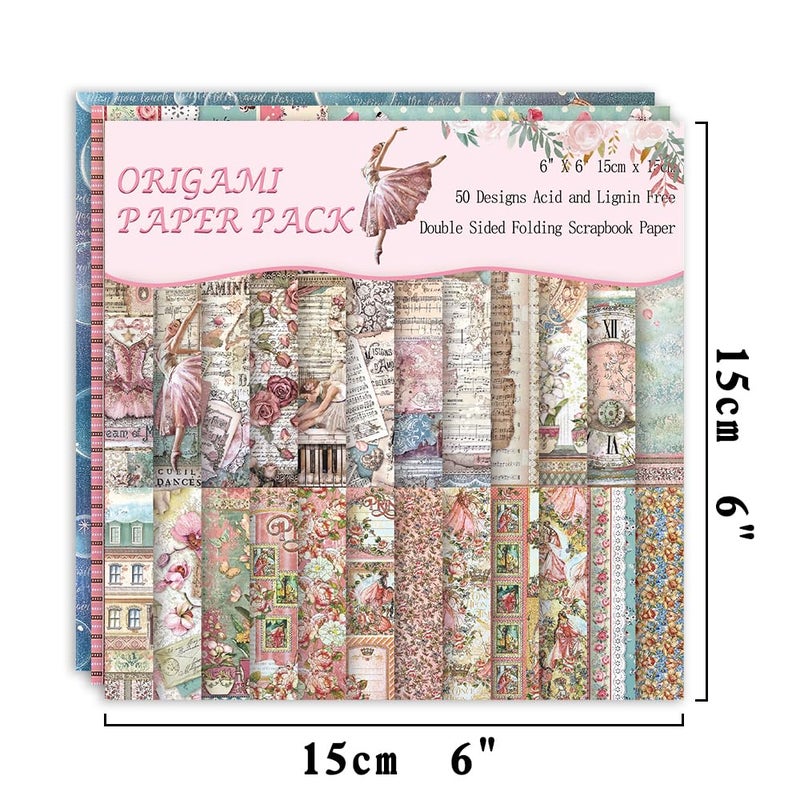 Qianshan Origami Paper Kit 50 Sheets 70GSM 6 Inch Square Double Sided Color 50 Vivid Japanese Washi Chiyo Colors for Hand Crafts Origami Paper Arts Creativity.Flower Fairy - Image 2